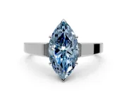 Solitaire Engagement Ring Setting for Fancy Blue Marquise Center with Tapered Split Shoulders and Prong Head in White Gold