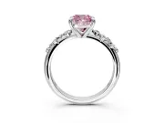 Solitaire Engagement Ring Setting for Fancy Pink Cushion Cut Center with Trailing Leaf Accent Band and Prong Head in Platinum
