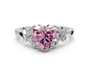 Solitaire Engagement Ring Setting for Fancy Pink Heart-Shaped Center with Marquise Flower Shoulders and Prong Head in Platinum