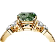 Solitaire Engagement Ring Setting for Fancy Green Cushion Cut Center with Marquise Flower Shoulders and Prong Head in Yellow Gold