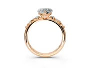 Cluster Engagement Ring Setting for Heart-Shaped Center with Round Cut Accent Band and Prong Head in Rose Gold