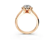 Halo Engagement Ring Setting for Round Cut Center with Knife Ridge Cathedral Band and Prong Head in Rose Gold