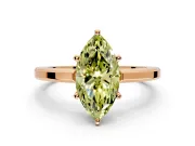Solitaire Engagement Ring Setting for Fancy Yellow Marquise Center with Flat-Sided Plain Band and Prong Head in Rose Gold
