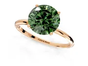 Solitaire Engagement Ring Setting for Fancy Green Round Cut Center with Straight Thin Band and Prong Head in Rose Gold