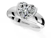 Tension Engagement Ring Setting for Heart-Shaped Center with Wide Flat Band and Tension Head in Sterling Silver