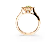 Halo Engagement Ring Setting for Fancy Yellow Oval Center with Milgrain Pave Band and Bezel Head in Rose Gold