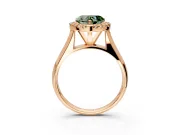 Halo Engagement Ring Setting for Fancy Green Heart-Shaped Center with Square Band and Prong Head in Rose Gold