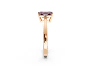 3 Stone Engagement Ring Setting for Fancy Pink Emerald Cut Center with Low-Set Round Cut Accents and Prong Head in Rose Gold