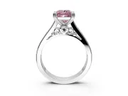 Solitaire Engagement Ring Setting for Fancy Pink Princess Cut Center with Channel Band and Double Claw Prong Head in Platinum