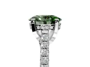 Solitaire Engagement Ring Setting for Fancy Green Oval Center with Widening Pave Band and Claw Prong Head in Platinum