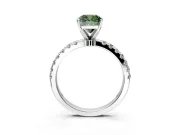 Open Basket Engagement Ring Setting for Fancy Green Cushion Cut Center with Pave Band and Prong Head in Platinum