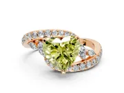 Solitaire Engagement Ring Setting for Fancy Yellow Heart-Shaped Center with Pave Bypass Twist Band and Prong Head in Rose Gold
