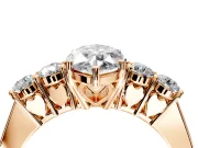 5 Stone Engagement Ring Setting for Marquise Center with Equal Close-Set Accents and Prong Head in Rose Gold