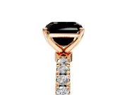 Open Basket Engagement Ring Setting for Fancy Black Asscher Cut Center with Pave Band and Prong Head in Rose Gold