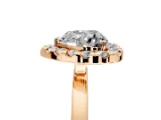 Halo Engagement Ring Setting for Heart-Shaped Center with Thin Plain Band and Prong Head in Rose Gold