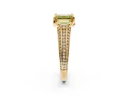 Solitaire Engagement Ring Setting for Fancy Yellow Emerald Cut Center with Accented Split Shank and Prong Head in Yellow Gold