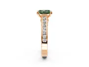 Solitaire Engagement Ring Setting for Fancy Green Radiant Cut Center with Channel Band and Double Claw Prong Head in Rose Gold