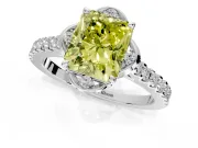 Floral Engagement Ring Setting for Fancy Yellow Radiant Cut Center with Pave Band and Floral Prong Head in Sterling Silver