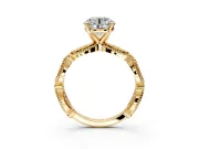 Solitaire Engagement Ring Setting for Round Cut Center with Marquise Panel Band and Prong Head in Yellow Gold