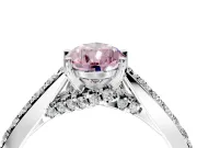 Solitaire Engagement Ring Setting for Fancy Pink Pear-Shaped Center with Crossover Accents and Prong Head in Platinum