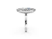 Halo Engagement Ring Setting for Fancy Blue Marquise Center with Milgrain Bezel Rim, Plain Band and Prong Head in Platinum