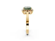 Starburst Halo Engagement Ring Setting for Fancy Green Princess Cut Center with Flat Cathedral Band and Prong Head in Yellow Gold