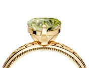 Solitaire Engagement Ring Setting for Fancy Yellow Heart-Shaped Center with Scrollwork Band and Prong Head in Yellow Gold