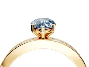Solitaire Engagement Ring Setting for Fancy Blue Pear-Shaped Center with Channel Baguette Band and Prong Head in Yellow Gold