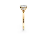 Solitaire Engagement Ring Setting for Princess Cut Center with Straight Thin Band and Prong Head in Yellow Gold