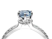 Solitaire Engagement Ring Setting for Fancy Blue Pear-Shaped Center with Raised Channel Band and Prong Head in White Gold