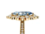 Milgrain Halo Engagement Ring Setting for Fancy Blue Marquise Center with Bezel Point Accents and Prong Head in Yellow Gold