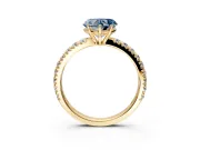 Solitaire Engagement Ring Setting for Fancy Blue Heart-Shaped Center with Large Accent Band and Prong Head in Yellow Gold