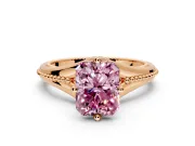 Solitaire Engagement Ring Setting for Fancy Pink Radiant Cut Center with Milgrain Cathedral Band and Prong Head in Rose Gold