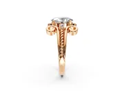 Solitaire Engagement Ring Setting for Oval Center with Twisted Band and Scroll Prong Head in Rose Gold