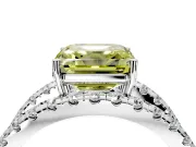 Solitaire Engagement Ring Setting for Fancy Yellow Asscher Cut Center with Wide-Open Split Shank and Prong Head in Platinum