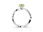 Side Accent Engagement Ring Setting for Fancy Yellow Oval Center with Accent Shoulders and Prong Head in Sterling Silver