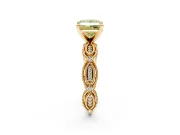 Solitaire Engagement Ring Setting for Fancy Yellow Princess Cut Center with Marquise Panel Band and Prong Head in Yellow Gold