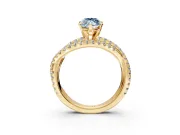 Solitaire Engagement Ring Setting for Fancy Blue Marquise Center with Woven 3-Strand Pave Band and Prong Head in Yellow Gold