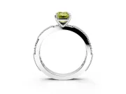 Solitaire Engagement Ring Setting for Fancy Yellow Emerald Cut Center with Milgrain-Edged Pave Band and Prong Head in Sterling Silver