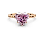 Solitaire Engagement Ring Setting for Fancy Pink Heart-Shaped Center with Plain Twisted Rope Band and Prong Head in Rose Gold