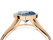 Solitaire Engagement Ring Setting for Fancy Blue Heart-Shaped Center with V Split Shank and Bezel Head in Rose Gold