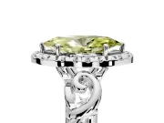 Halo Engagement Ring Setting for Fancy Yellow Marquise Center with Open Scroll Shoulders and Prong Head in Sterling Silver