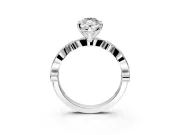 Solitaire Engagement Ring Setting for Marquise Center with Milgrain Bezel Accents and Prong Head in Platinum