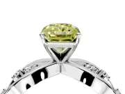 Solitaire Engagement Ring Setting for Fancy Yellow Radiant Cut Center with Criss-Cross Accent Band and Prong Head in White Gold