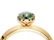 Solitaire Engagement Ring Setting for Fancy Green Pear-Shaped Center with Wide Knife Ridge Band and Prong Head in Yellow Gold
