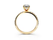 Solitaire Engagement Ring Setting for Emerald Cut Center with Micro Pave Band and Prong Head in Yellow Gold