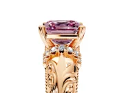Solitaire Engagement Ring Setting for Fancy Pink Asscher Cut Center with Filigree Accent Basket and Prong Head in Rose Gold
