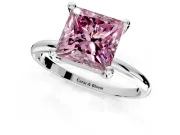 Minimalist Solitaire Engagement Ring Setting for Fancy Pink Princess Cut Center with Thin Band and Prong Head in Sterling Silver