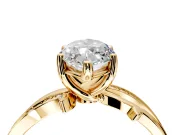 Solitaire Engagement Ring Setting for Marquise Center with Pave and Plain Crossover Band and Prong Head in Yellow Gold