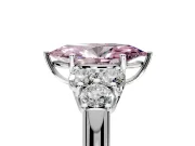 Cluster Engagement Ring Setting for Fancy Pink Marquise Center with Round Cut Accent Frame and Prong Head in Platinum